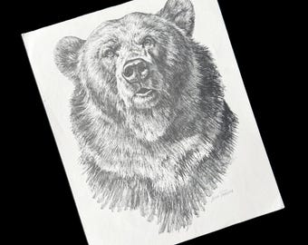 Láminas de fauna salvaje de Leon Parson / Boceto de oso, alce y dos pavos (8x10)