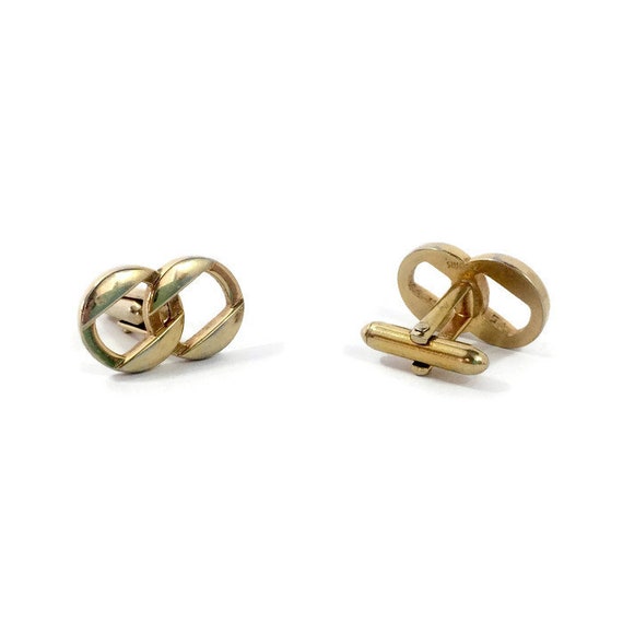 Midcentury Swank Cufflinks | Goldtone Interlockin… - image 2