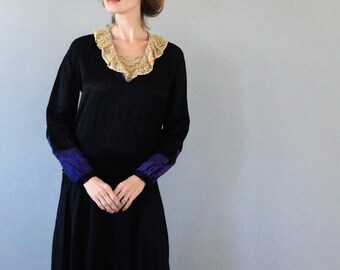 1920's Black Satin Korrect Dress