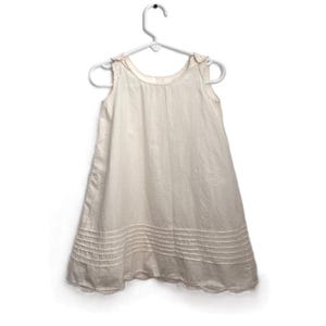 Vintage 1930s Toddler Dress: White Cotton, Crochet Lace Trim, Hand Sewn