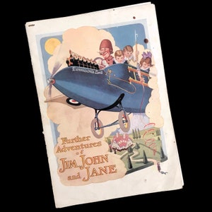 1920s Dennison Storybook | Jim John Jane Adventures | Antique Promo Ephemera | Vintage Kids Advertising | Rare Illustrated Book