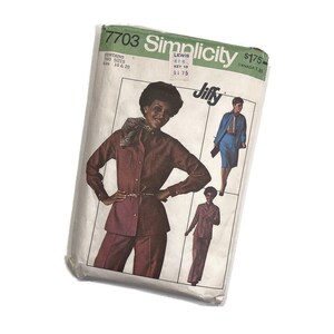 Vintage 1976 Simplicity 7703 Sewing Pattern | Size 18-20 | Jiffy Top Pants Skirt | 70s Plus Size Fashion | Original Uncut Pattern