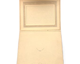 Vintage Folding Picture Frame | Gray Linen Texture Mat | Mid Century Easel Frame