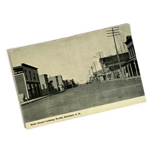 Cartão postal da rua principal de Kimball, SD | Foto vintage de Dakota do Sul | Cena histórica de cidade | Foto real em sépia | Item colecionável não utilizado