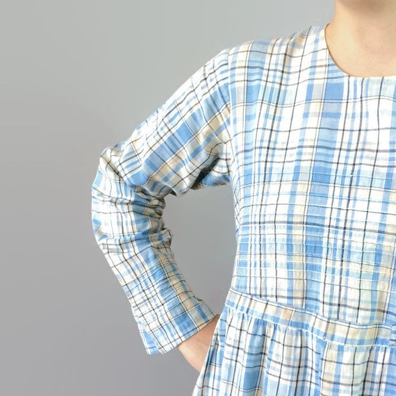 Vintage Blue Plaid Prairie Frock - image 5