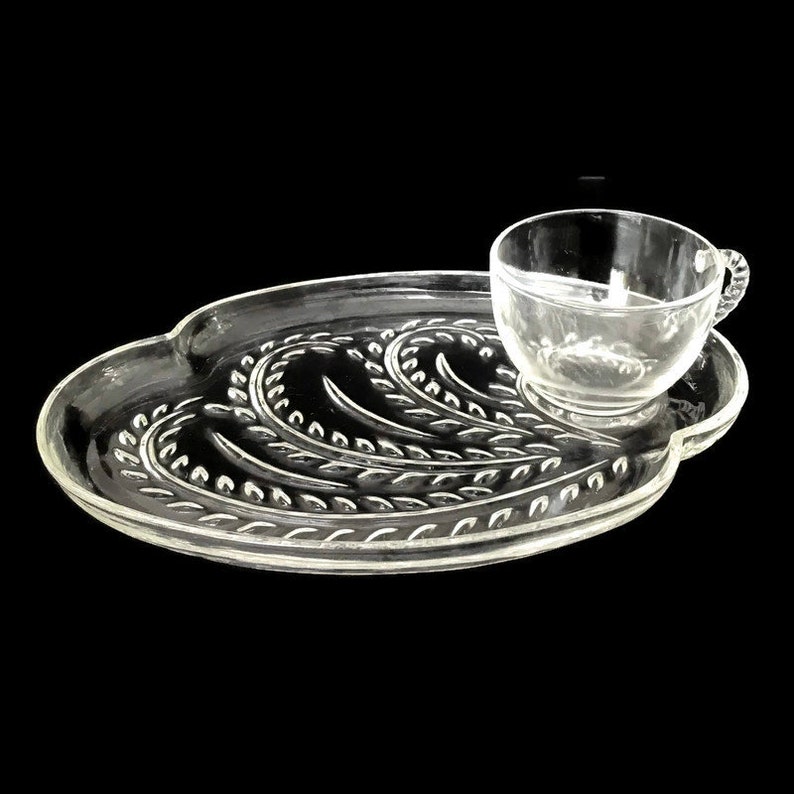 Vintage Federal Glass Company Hospitality Snack Set Plate image 0