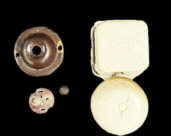 Antique Faraday Electric Doorbell Set | c.1929 Wall Chime & Porcelain Push Button | Early Low-Voltage Hardware