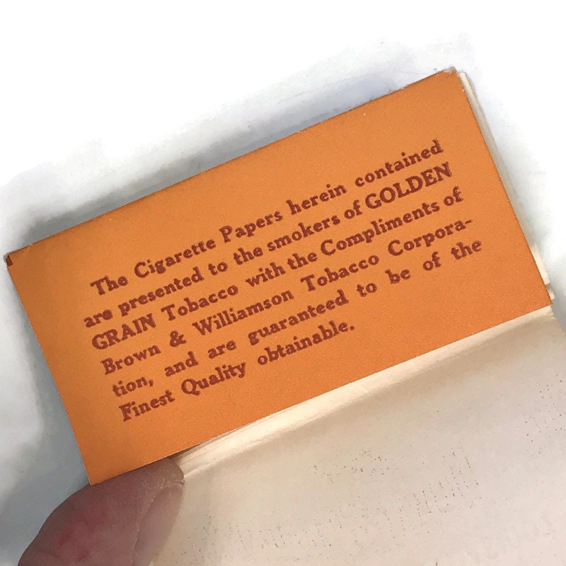 1920s Golden Grain Rolling Papers | Brown & Williamson Tobacco | Vintage  Unused Pack | Prohibition Ephemera