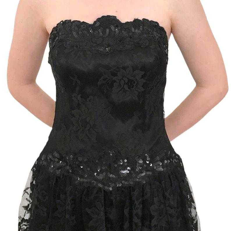 polka dot dress with black lace Black Polka Dot Lace Trim V-Neck Maxi Dress main image 1