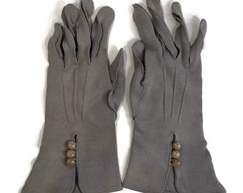 Vintage Van Raalte Seam-Edge Gray Gloves