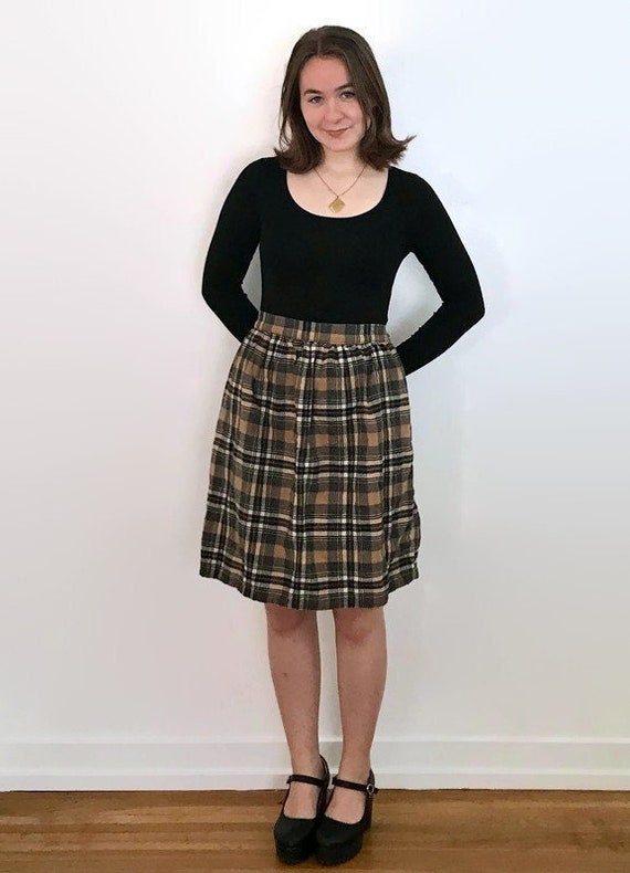 Vintage Plaid Wool Skirt