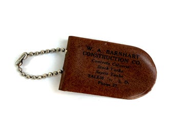 Vintage W A Barnhart Key Case | Salem SD Construction Advertising | 1960s Promo