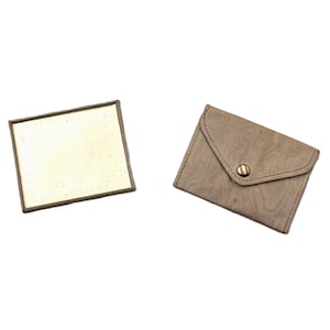 Vintage Gelbe Moiré Geldbörse mit Spiegel | Mid Century Stoff-Wechselbeutel | Retro Snap Geldbörse | Kleine Clutch Zubehör