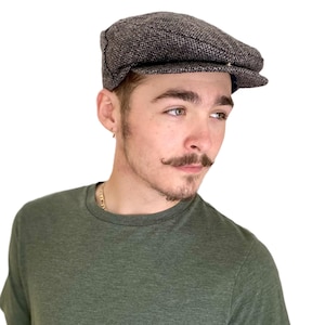 Gorra plana de tweed de lana Thinsulate: gorro de invierno gris (talla mediana)