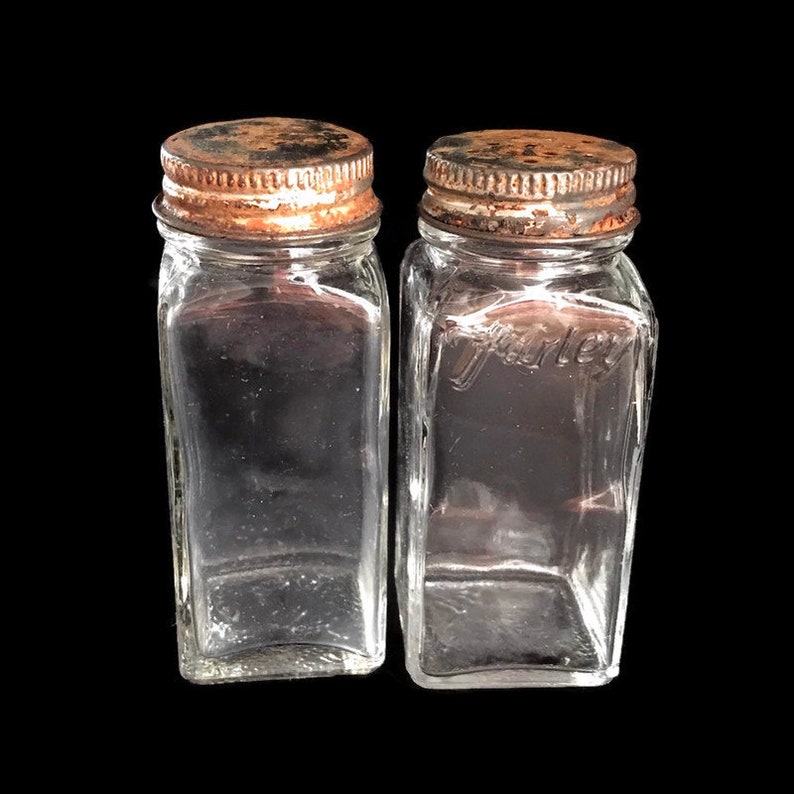 Vintage Farley Glass Screwtop Salt and Pepper Shakers Etsy