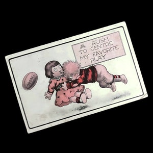 1914 Fußball Postkarte | Vintage Humor | Verspielte Kindheitsszene