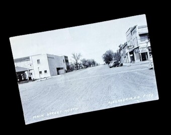 Alexandria SD Main Street Postcard | L L Cook Co Photo | 1950 Postmarked RPPC