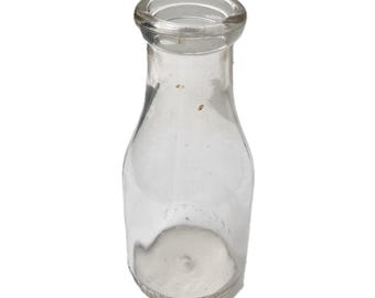 Vintage 1 Pint Glass Milk Bottle: Embossed Farmhouse Decor