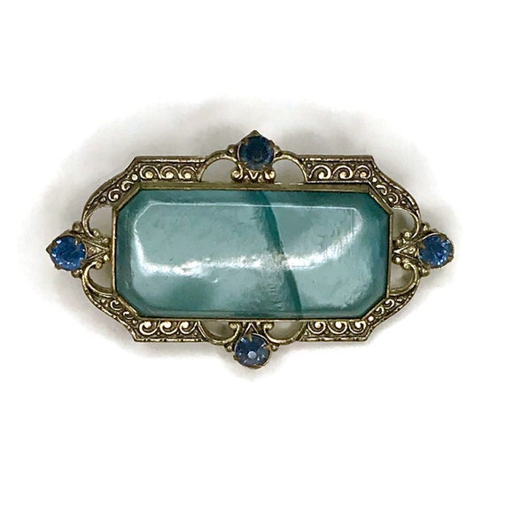 Antique Art Deco Brass Brooch - image 1