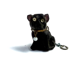 Antique Czech Glass Bulldog Charm | Gablonz | Circa 1890–1930