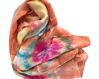 Vintage 1920s Silk Scarf | Art Deco Hand-Dyed Shawl