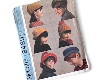 Vintage 1968 McCall's Hat Wardrobe For Children, Boys and Girls, Pattern 8489