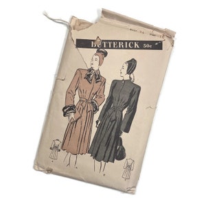 Vintage 1940s Butterick Coat Pattern 3591 | Size 16 | Unused | Collectible Sewing