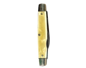Vintage Crucible Knife Co. New York 2-Blade Pocket Knife | Iridescent Pearl Handle | Working Slipjoint