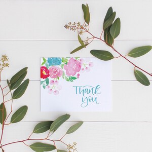 Floral dank u - INSTANT DOWNLOAD - afdrukbare A2 wenskaart