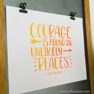 JRR Tolkien Courage Quote | Handlettered with Watercolor | Super Hero Kids Collection