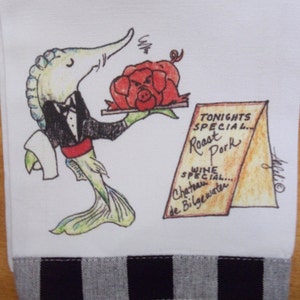 Sturgeon Serving Pig Kitchen Towel