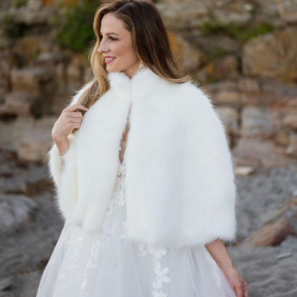 Faux Fur Cape Faux Fur Bolero Faux Fur Coat Bridal Stole Bridal Cape Winter Wedding Bridesmaids Cape Soft Fur Cape Custom Cape Shawls