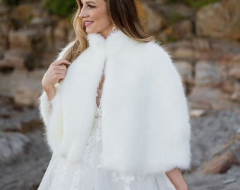 Faux Fur Cape Faux Fur Bolero Faux Fur Coat Bridal Stole Bridal Cape Winter Wedding Bridesmaids Cape Soft Fur Cape Custom Cape Shawls