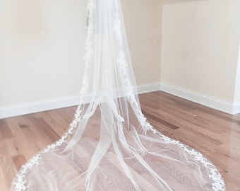 Venice Lace Veil | One Tier Veil | Weddings Accessories | Cathedral Wedding Veil | Lace Cathedral Veils| Wedding Veil | Wedding Veil
