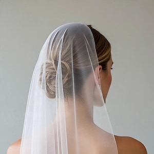 Velo de red inglés suave: Mantilla con bordes sin rematar, largo catedral o capilla