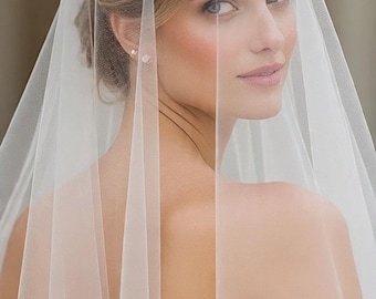 Soft Two Tier Wedding Veil: Drop Style Blusher, Raw Edge