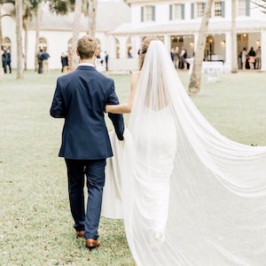 soft wedding veil super wide cathedral one tier veil modern cut raw edge veil English net wedding accessories