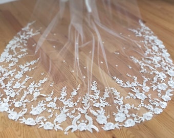 Cathedral Floral Veil | Cathedral Veil | Lace Veil | Wedding Veil | Modern Veil | Chapel Veil | Romantic Veil | Elegant Veil