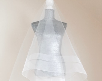Double Horsehair Trim Wedding Veil, Double Trim Horsehair Veil, 3 inch HorseHair Wedding Veils, Cathedral Veil, Handmade in the USA