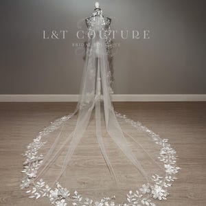 mantilla floral wedding veil drop style veil with blusher mantilla veil with lace appliques
