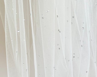 Swarovski Crystals Veil | One Tier Veil | Cathedral Veil | Swarovski Crystals wedding Veil | White Veil | Fingertip Veil | Chapel Veil