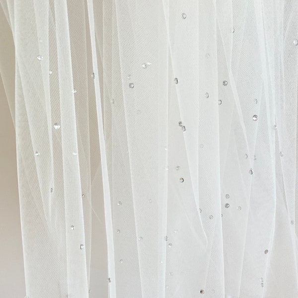 Swarovski Crystals Veil | One Tier Veil | Cathedral Veil | Swarovski Crystals wedding Veil | White Veil | Fingertip Veil | Chapel Veil