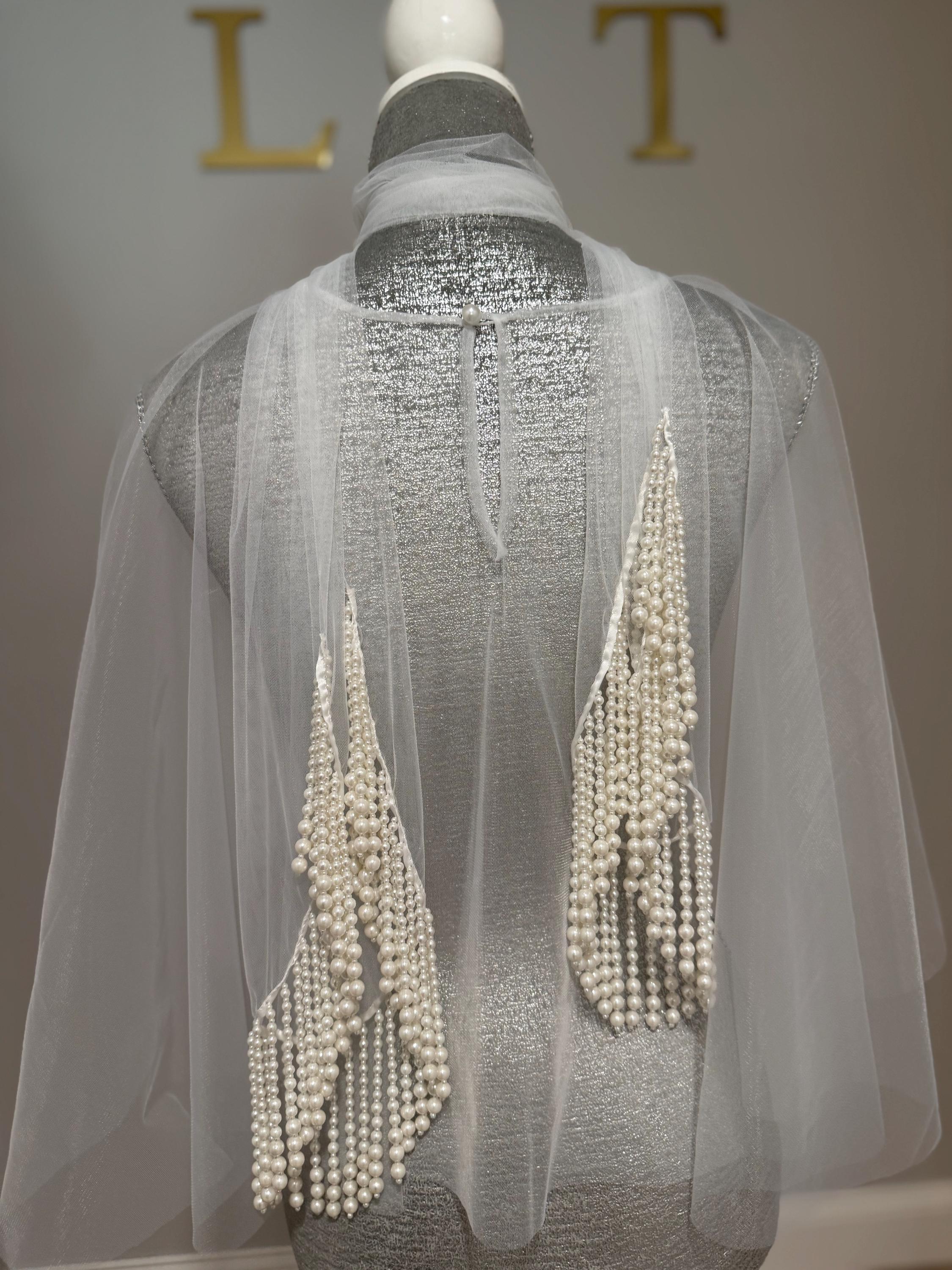 Luxury Bridal Scarf: Long Wedding Veil Alternative With Pearls - Etsy Luxury Bridal Scarf: Long Wedding Veil Alternative With Pearls - Etsy