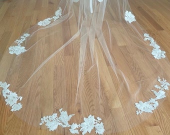 Cathedral Veil | Cathedral Lace Veil | Chapel Lace Veil | Chapel Wedding Veils | Off White Veil | One Tier Chapel Veils | Wedding Veil |