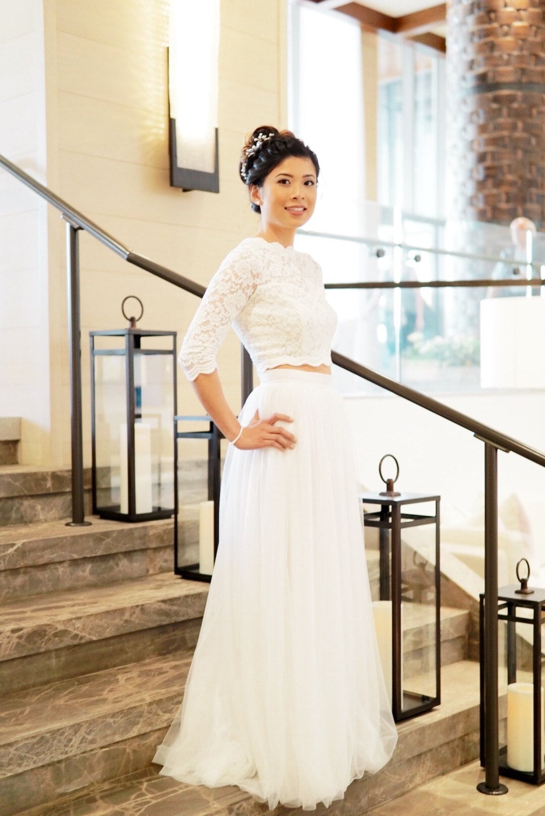 Lace Bridal Crop Top: Long Sleeve Wedding Dress Topper