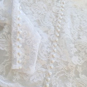 Bridal lace top crop top wedding lace top bridal long sleeve lace top scalloped edge top fitted lace top fitted top ivory top
