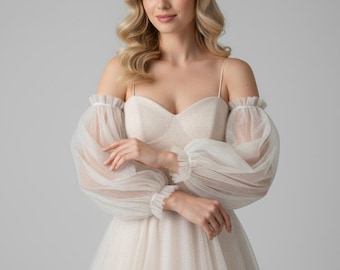 Manches de mariage amovibles en dentelle scintillante : accessoire de mariée