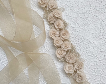 Floral Wedding Sash | Bridal Sash | Lace Sash | Ribbon Sash | Bridal Sash | Custom Wedding Sash | Skirt Sash | Floral Sash |