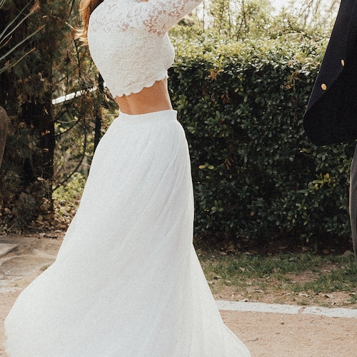 Lace Bridal Crop Top: Long Sleeve Wedding Dress Topper