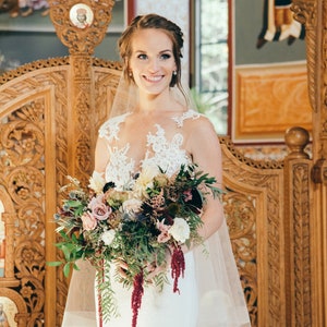 Horsehair Edged Cathedral Drop Veil - Bridal Tulle, 2 Inch Edge